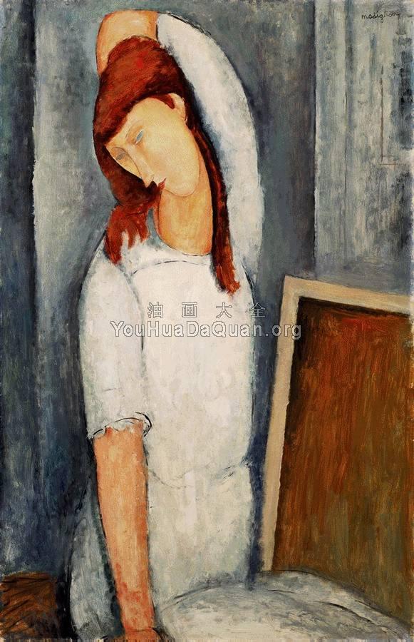 Jeanne Hbuterne, Left Arm Behind her Head - 阿米地奥·莫迪里阿尼